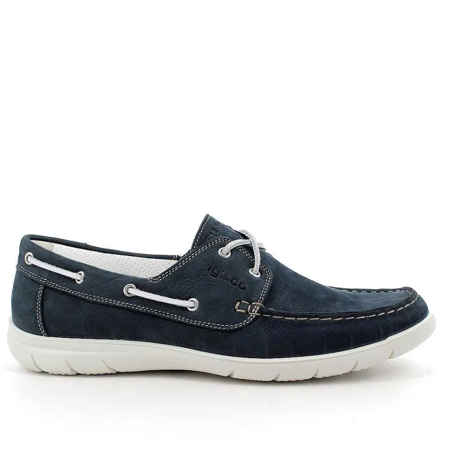 Man Igi&Co Moccasins And Flat Shoes-Light Blue Men'S Leather Moccasin