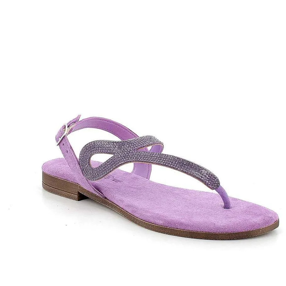 Woman Igi&Co Sandals And Flip Flops-Lilac Women'S Leather Flip Flop Sandals
