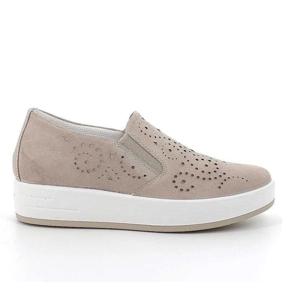 Woman Igi&Co Moccasins And Slip Ons-Mink Women'S Leather Slip On