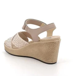 Woman Igi&Co Wedges-Mink Women'S Leather Wedge Sandals