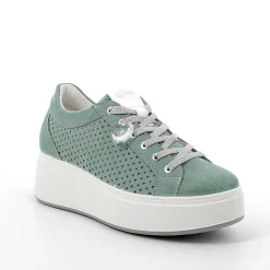 Woman Igi&Co Wedges-Mint Green Women'S Leather Wedge Sneakers
