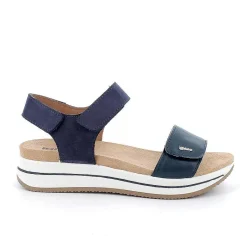 Woman Igi&Co Wedges-Navy Women'S Leather Wedge Sandals
