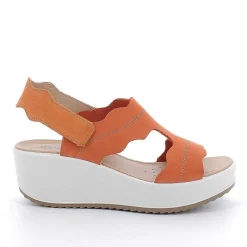 Woman Igi&Co Wedges-Orange Women'S Leather Wedge Sandals