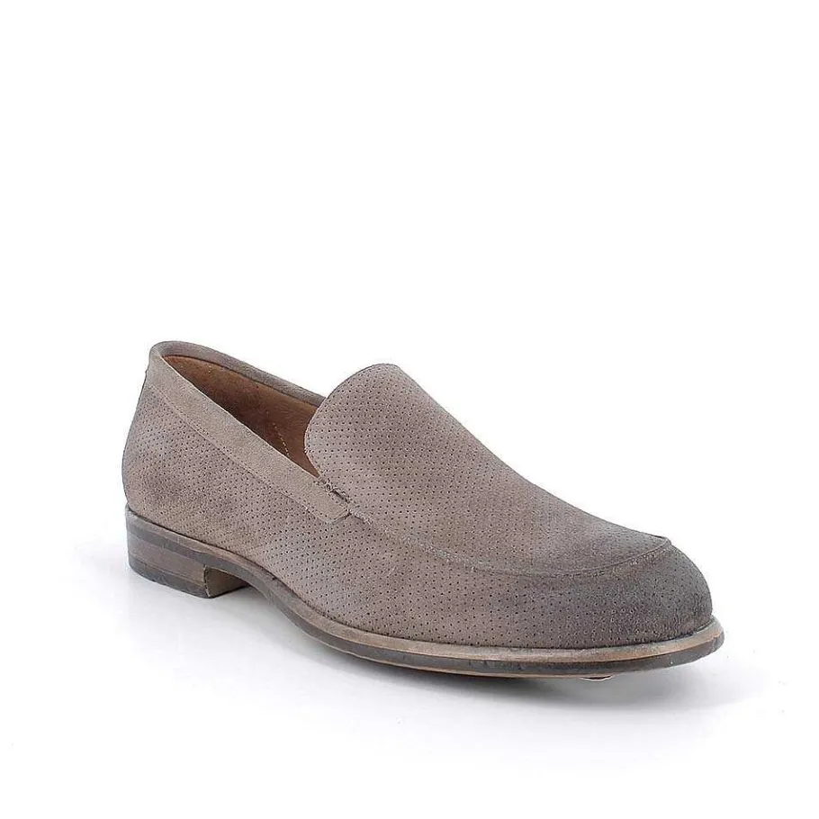 Man Igi&Co Moccasins And Flat Shoes-Pewter Men'S Leather Loafers