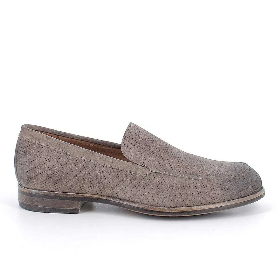 Man Igi&Co Moccasins And Flat Shoes-Pewter Men'S Leather Loafers