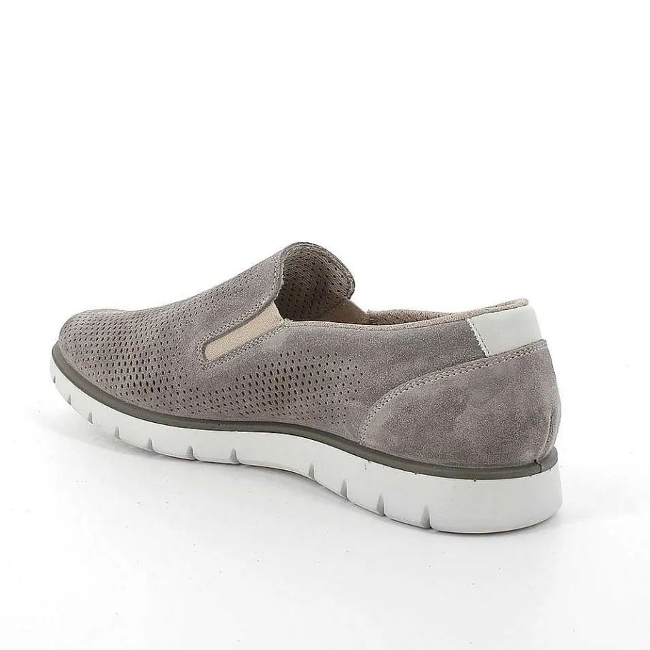 Man Igi&Co Moccasins And Flat Shoes-Pewter Men'S Leather Slip On