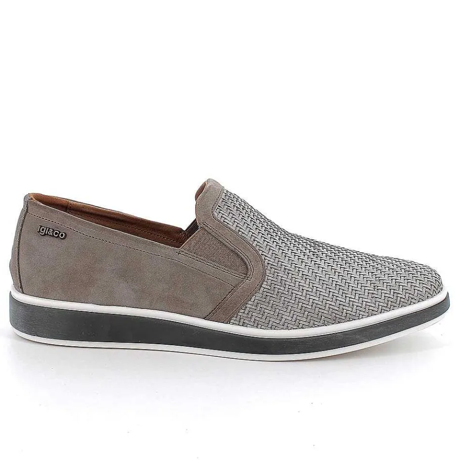 Man Igi&Co Moccasins And Flat Shoes-Pewter Men'S Slip On