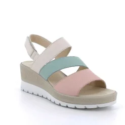 Woman Igi&Co Wedges-Pink-Aquamarine Women'S Leather Wedge Sandals