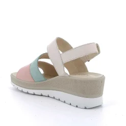 Woman Igi&Co Wedges-Pink-Aquamarine Women'S Leather Wedge Sandals