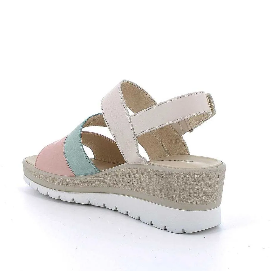 Woman Igi&Co Wedges-Pink-Aquamarine Women'S Leather Wedge Sandals