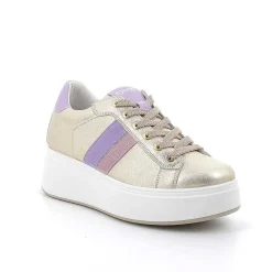 Woman Igi&Co Wedges-Platinum Women'S Leather Wedge Sneakers