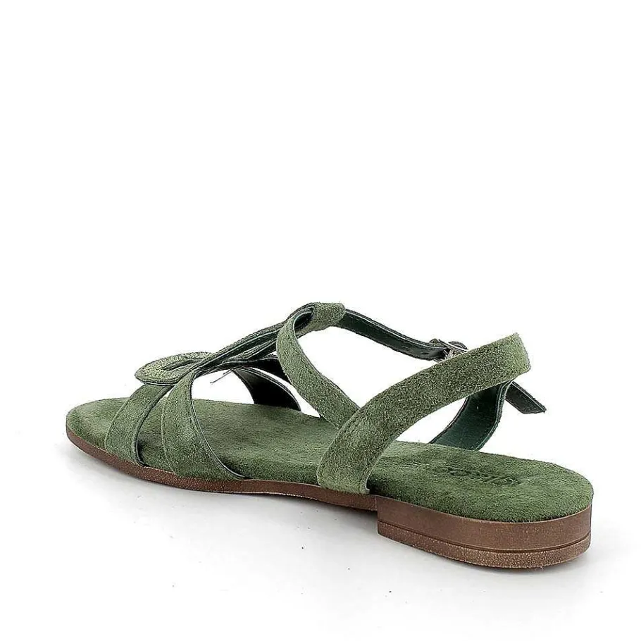 Woman Igi&Co Sandals And Flip Flops-Sage Green Women'S Leather Sandals