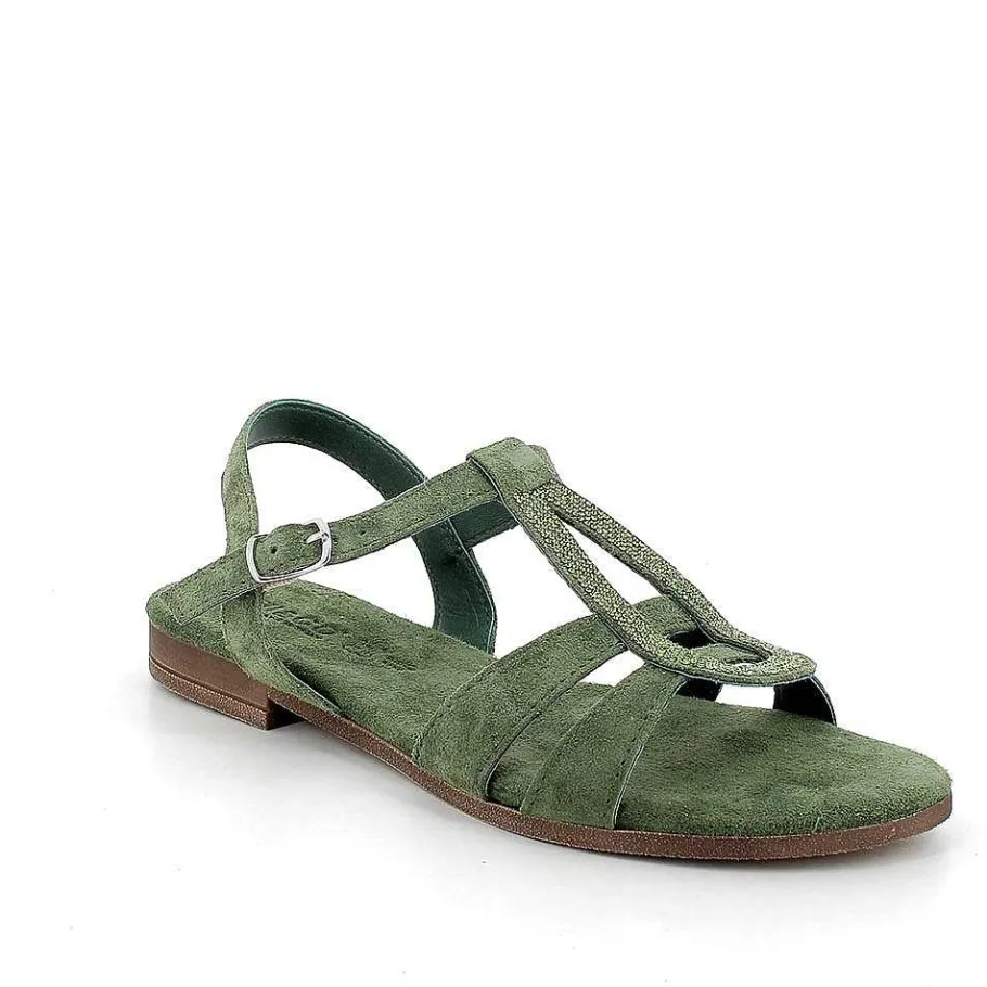 Woman Igi&Co Sandals And Flip Flops-Sage Green Women'S Leather Sandals