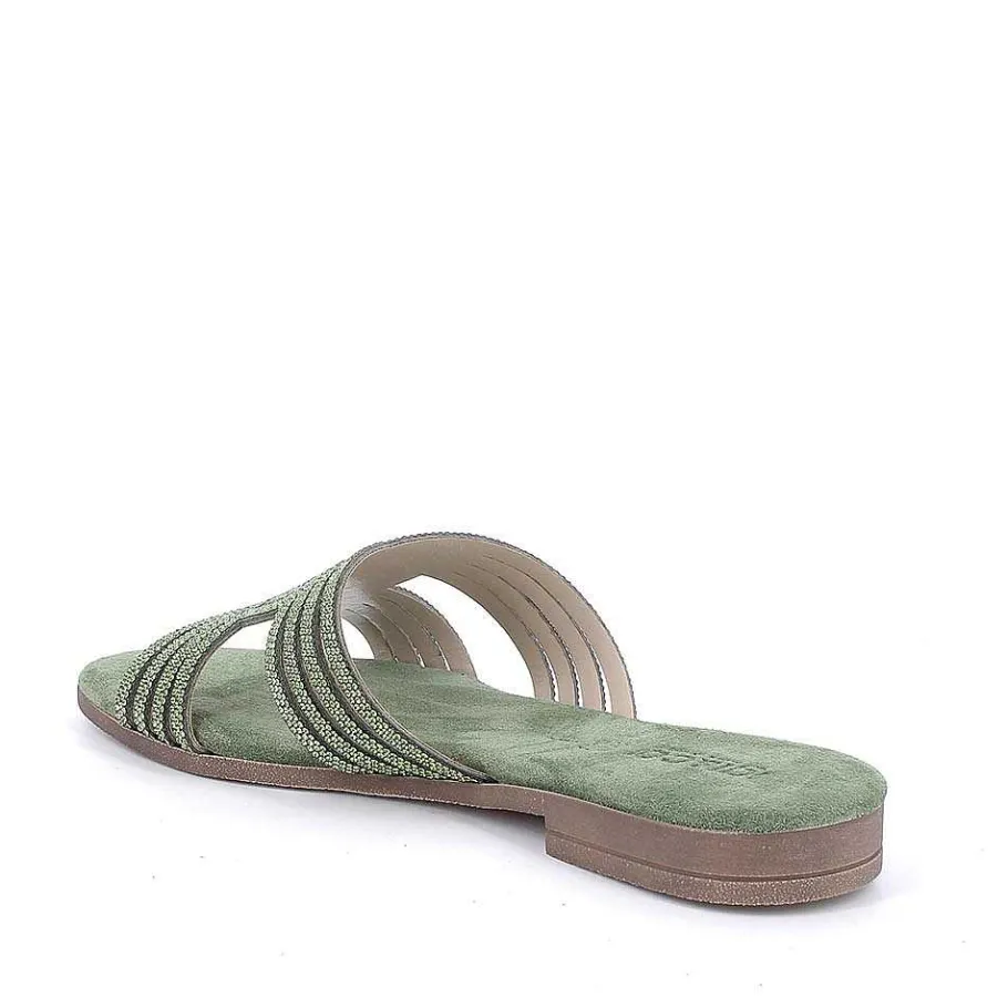 Woman Igi&Co Sandals And Flip Flops-Sage Green Women'S Leather Sandals
