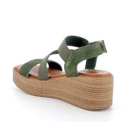 Woman Igi&Co Wedges-Sage Green Women'S Leather Wedge Sandals