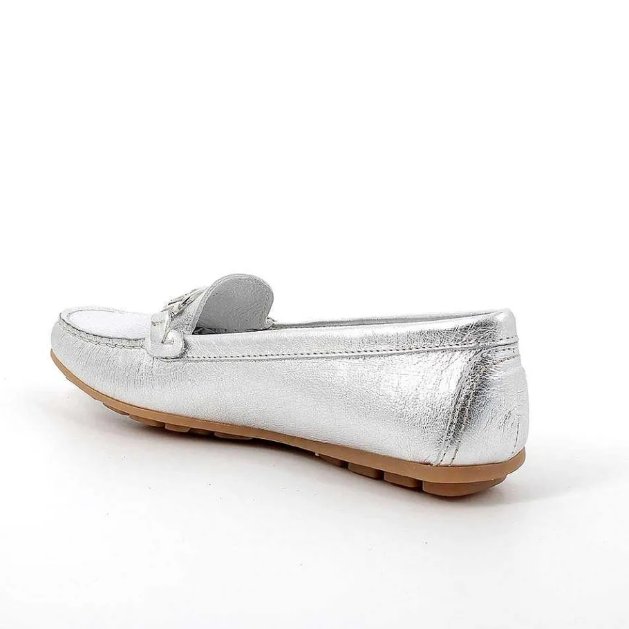 Woman Igi&Co Moccasins And Slip Ons-Silver Women'S Leather Loafers