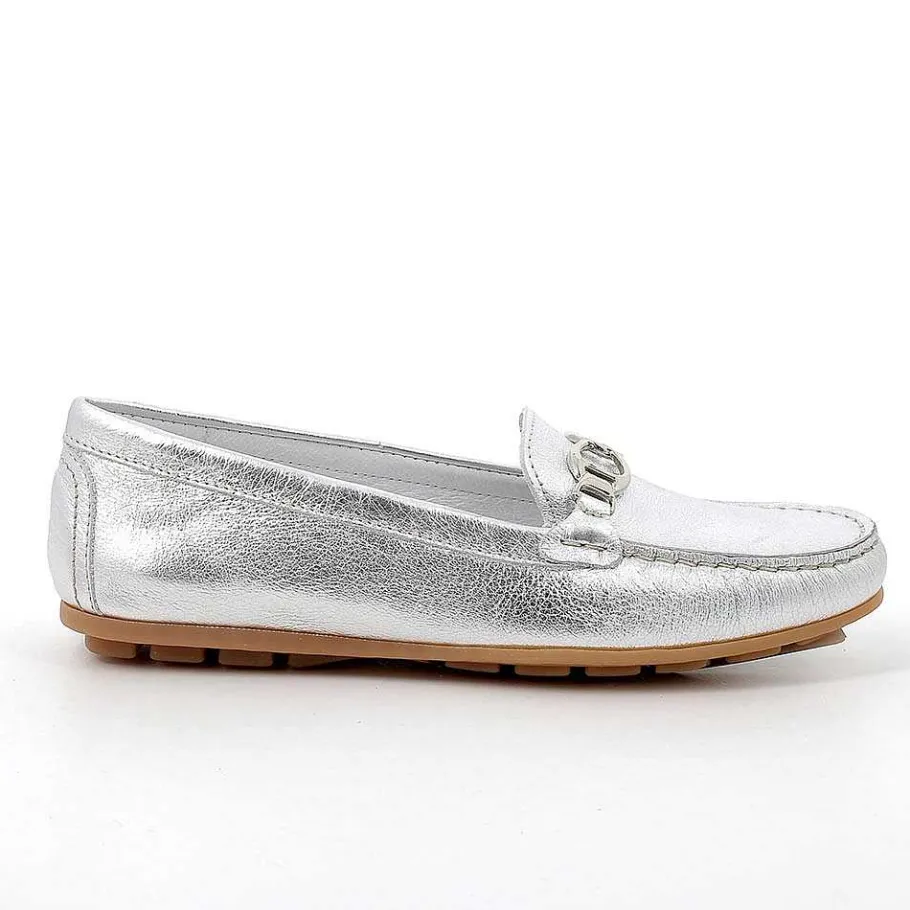 Woman Igi&Co Moccasins And Slip Ons-Silver Women'S Leather Loafers