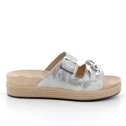 Woman Igi&Co Sandals And Flip Flops-Silver Women'S Leather Sandals