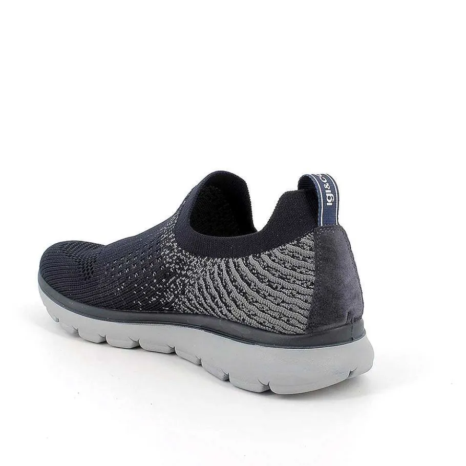 Man Igi&Co Moccasins And Flat Shoes-Slip On Men'S Sock Blue-Grey