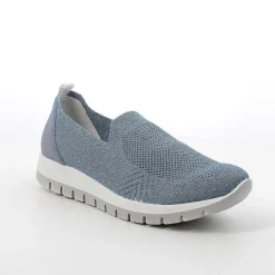 Woman Igi&Co Moccasins And Slip Ons-Slip On Women'S Sock Light Blue-Silver