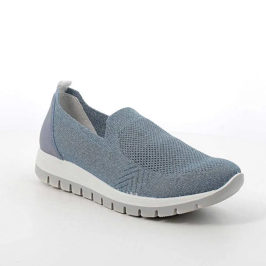 Woman Igi&Co Moccasins And Slip Ons-Slip On Women'S Sock Light Blue-Silver