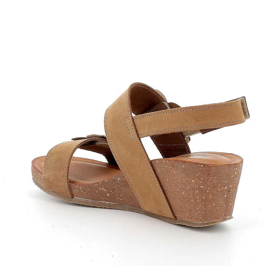 Woman Igi&Co Wedges-Taupe Women'S Leather Wedge Sandals