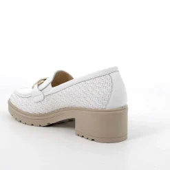 Woman Igi&Co Moccasins And Slip Ons-White Women'S Heeled Loafers