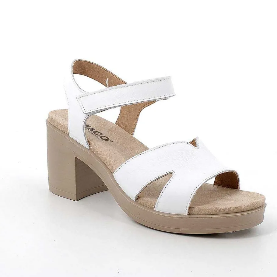 Woman Igi&Co Heeled Shoes-White Women'S Leather Heeled Sandals