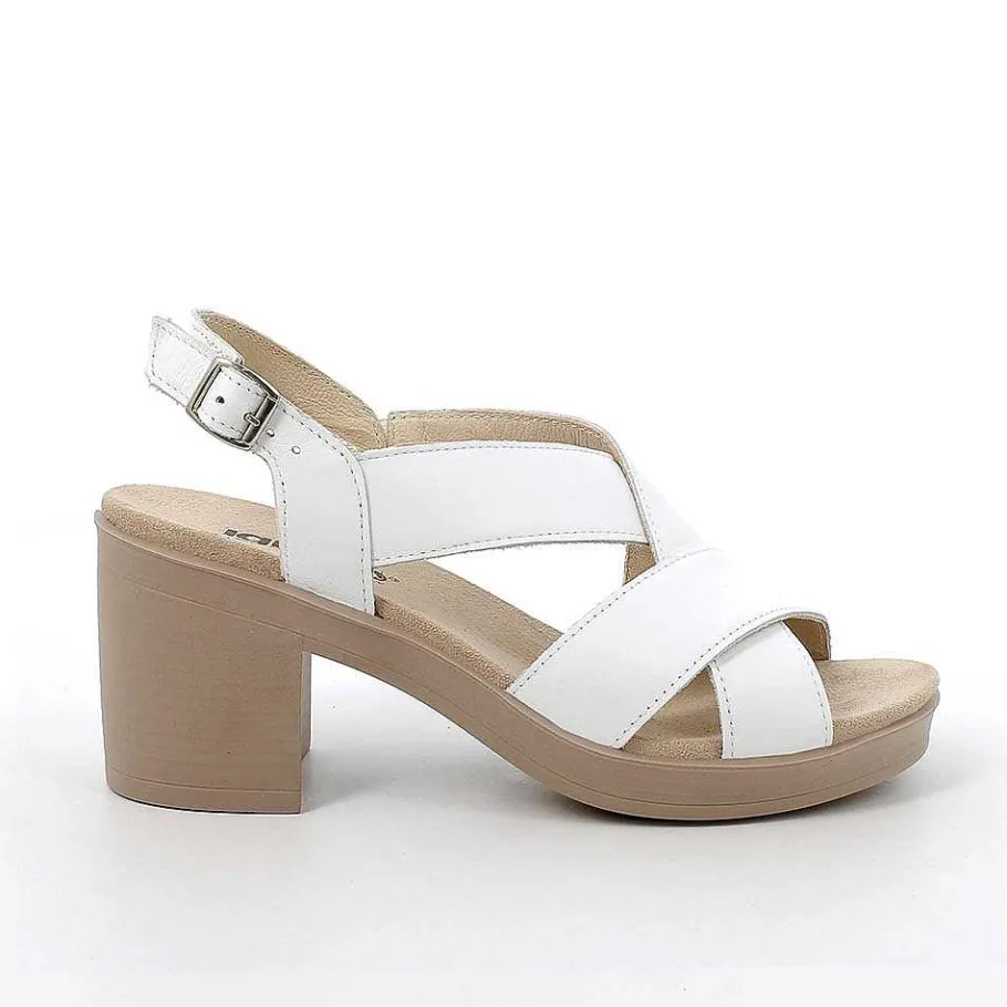 Woman Igi&Co Heeled Shoes-White Women'S Leather Heeled Sandals