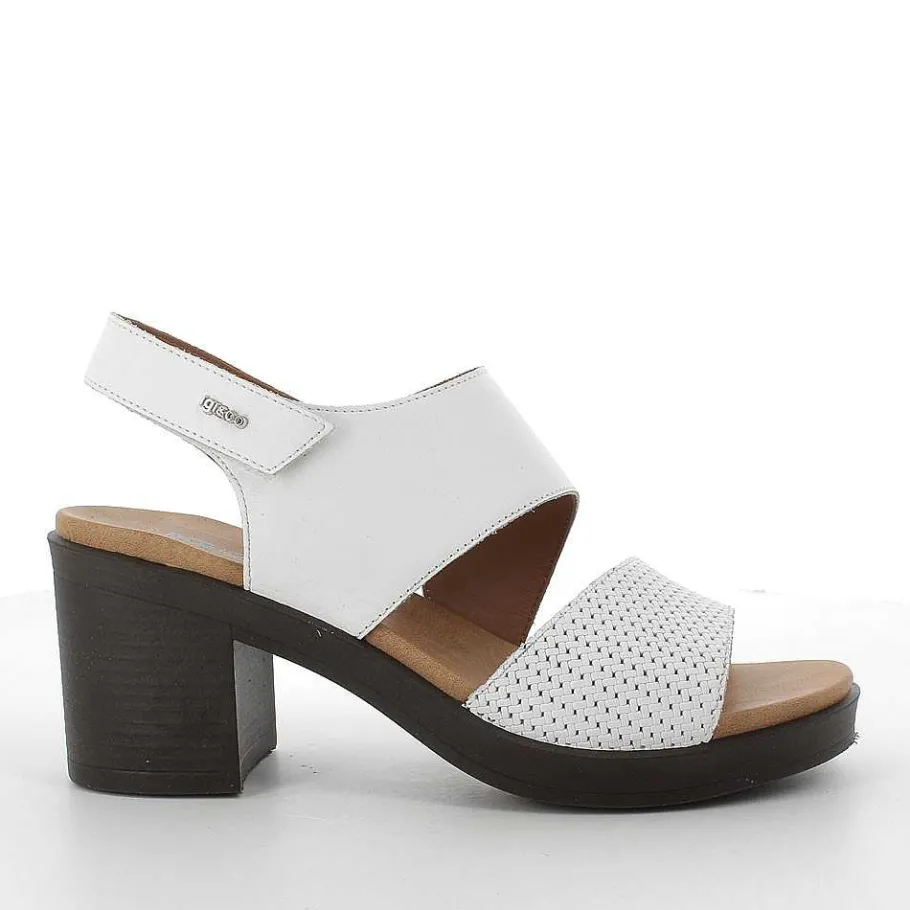 Woman Igi&Co Heeled Shoes-White Women'S Leather Heeled Sandal