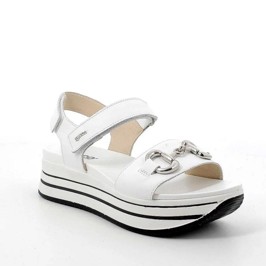 Woman Igi&Co Wedges-White Women'S Leather Wedge Sandals