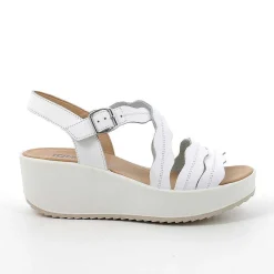 Woman Igi&Co Wedges-White Women'S Leather Wedge Sandals