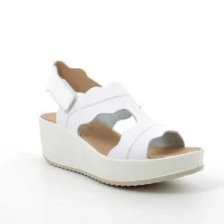 Woman Igi&Co Wedges-White Women'S Leather Wedge Sandals
