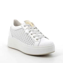 Woman Igi&Co Wedges-White Women'S Leather Wedge Sneakers