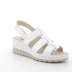 Woman Igi&Co Wedges-White Women'S Leather Wedge Sandals