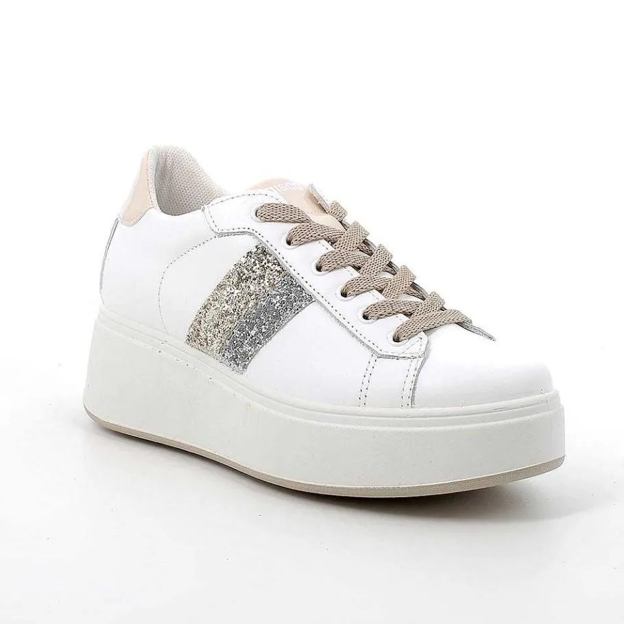 Woman Igi&Co Wedges-White Women'S Leather Wedge Sneakers