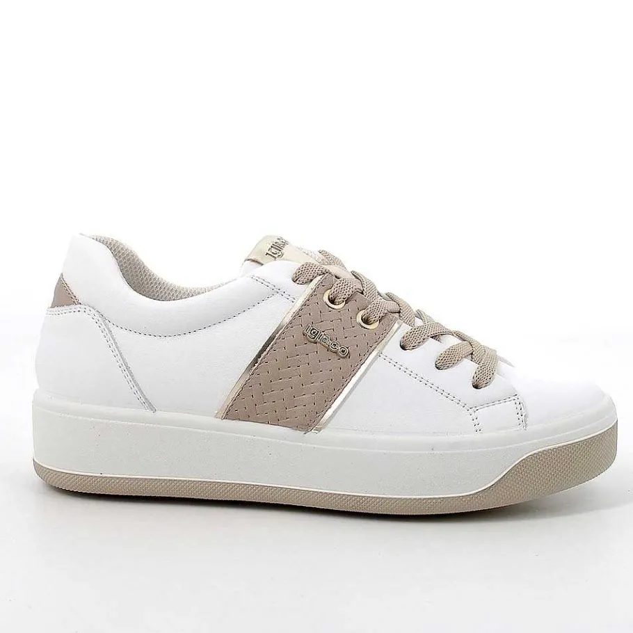 Woman Igi&Co Sneakers-White-Beige Women'S Leather Sneakers