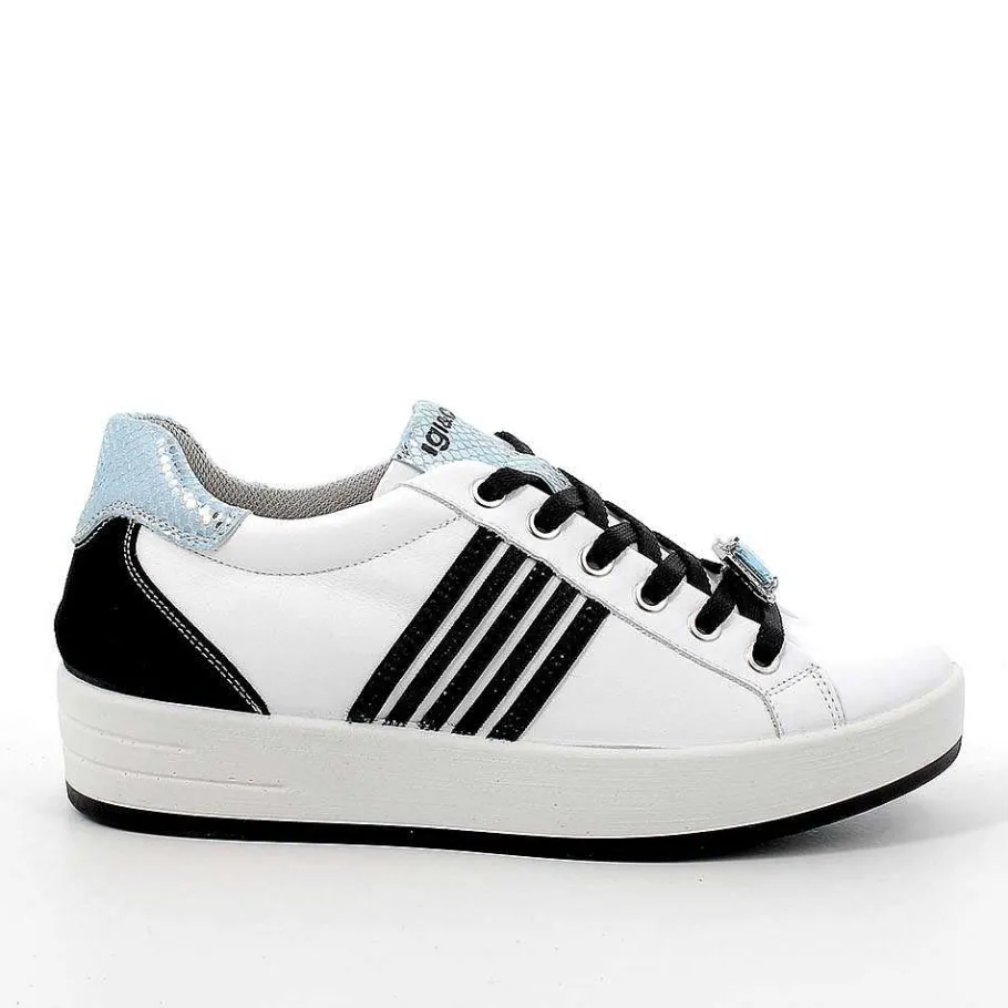 Woman Igi&Co Sneakers-White-Black Women'S Leather Sneakers