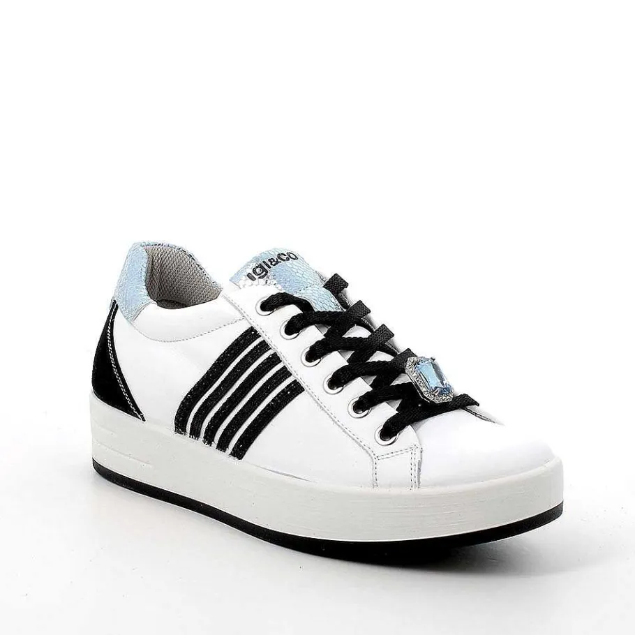 Woman Igi&Co Sneakers-White-Black Women'S Leather Sneakers