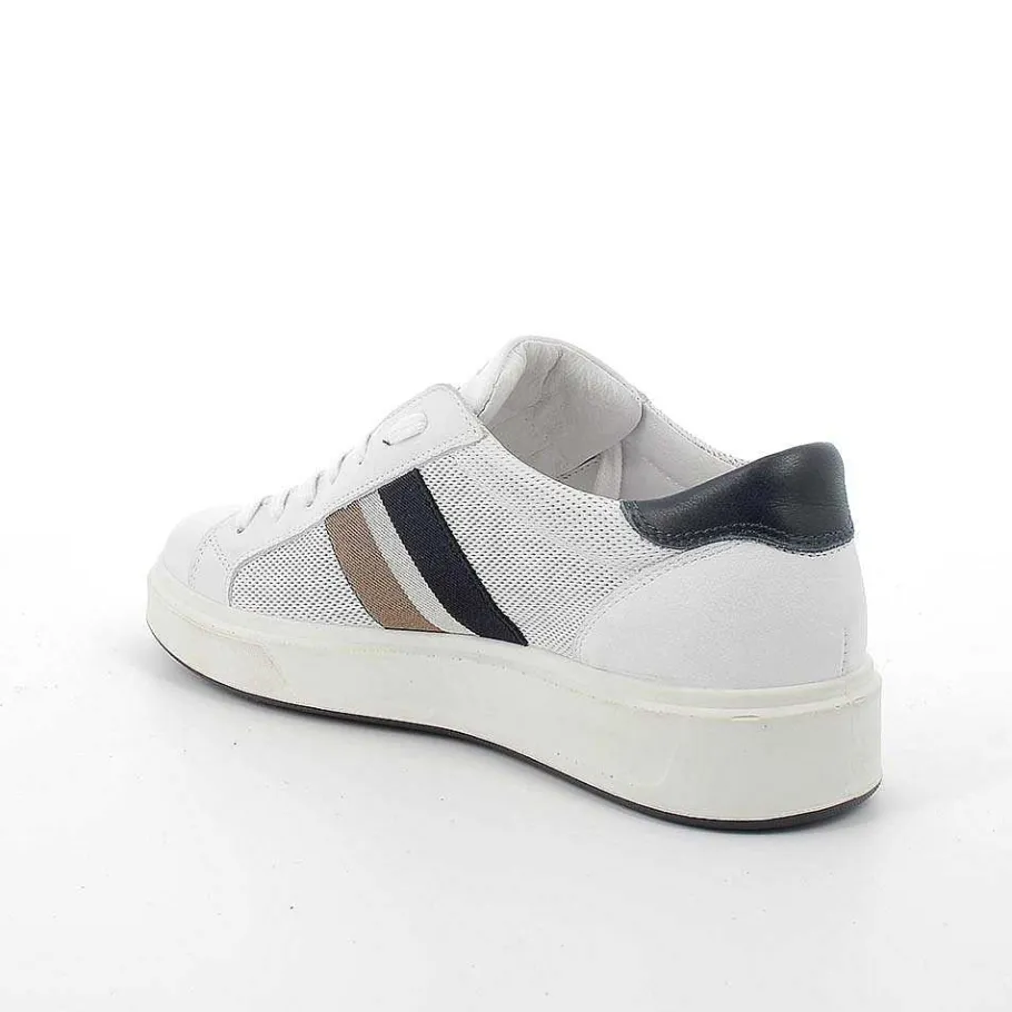 Man Igi&Co Sneakers-White-Blue Men'S Leather Sneakers