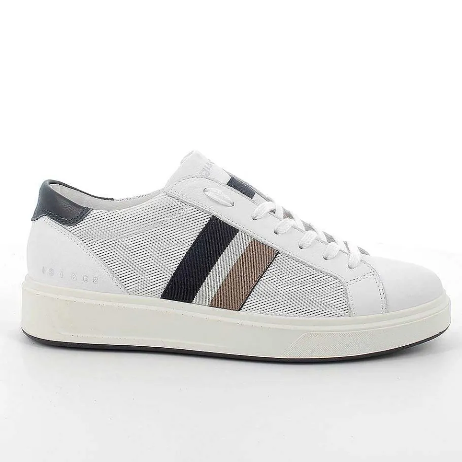 Man Igi&Co Sneakers-White-Blue Men'S Leather Sneakers