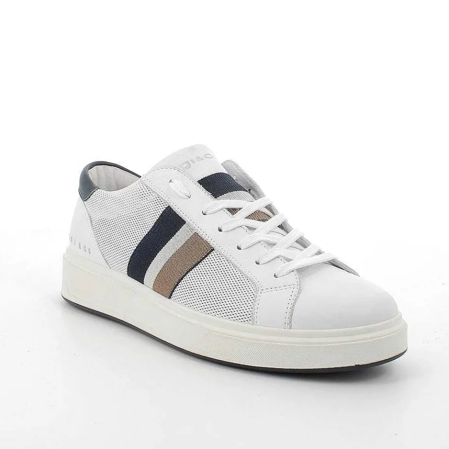 Man Igi&Co Sneakers-White-Blue Men'S Leather Sneakers