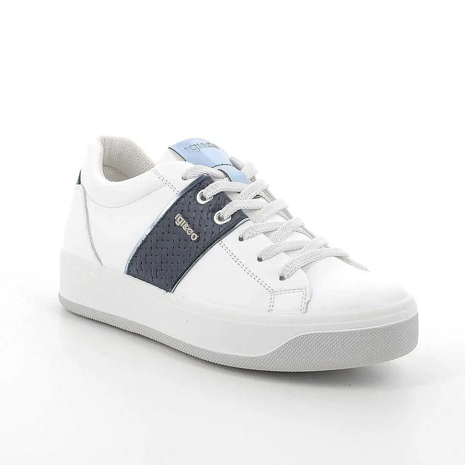 Woman Igi&Co Sneakers-White-Blue Women'S Leather Sneakers