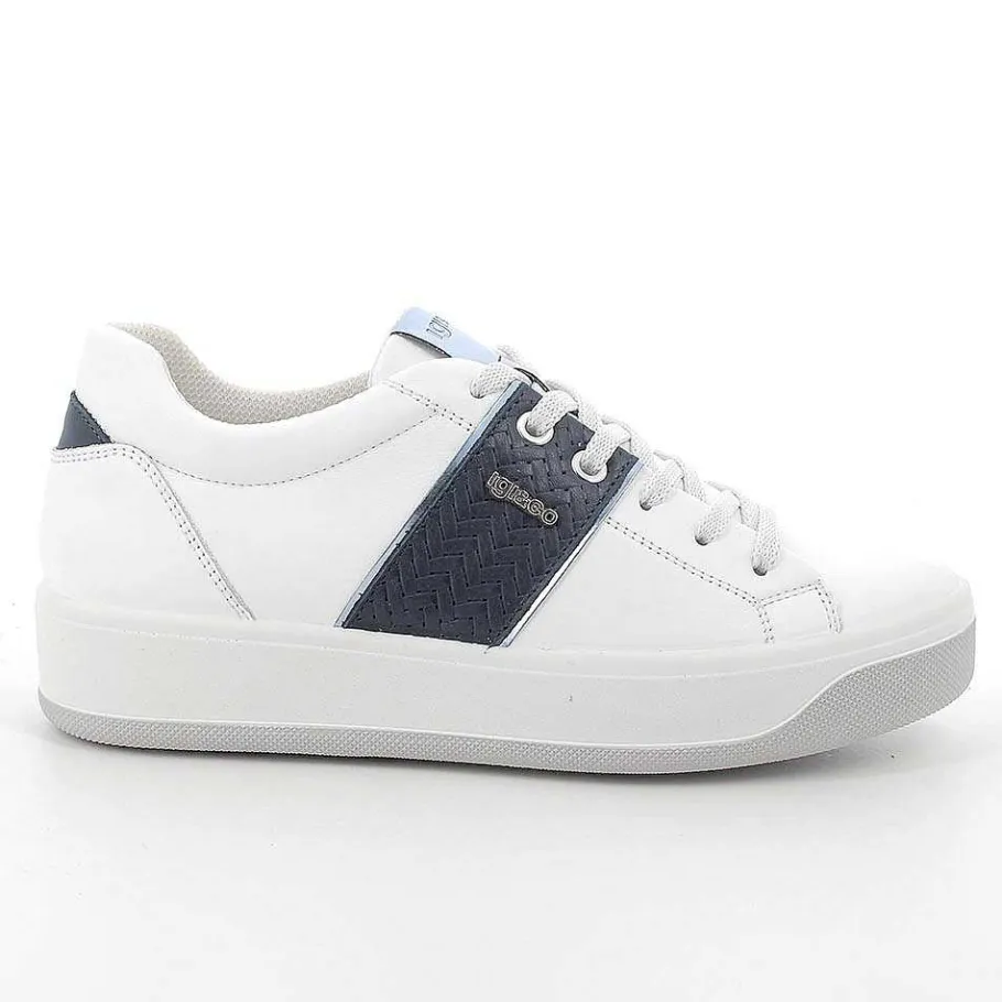 Woman Igi&Co Sneakers-White-Blue Women'S Leather Sneakers