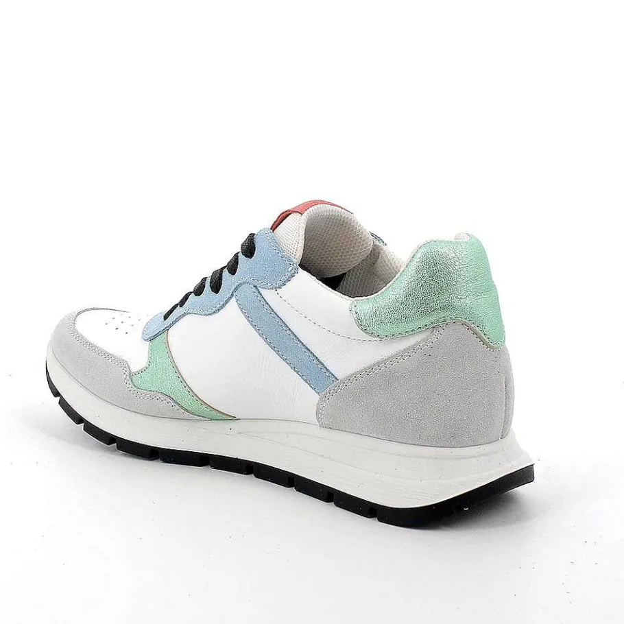 Woman Igi&Co Sneakers-White-Crystal-Light Blue Women'S Leather Sneakers