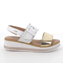 Woman Igi&Co Wedges-White-Gold Women'S Wedge Sandals