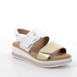 Woman Igi&Co Wedges-White-Gold Women'S Wedge Sandals