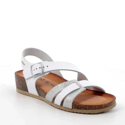 Woman Igi&Co Sandals And Flip Flops-White-Silver Women'S Leather Sandals