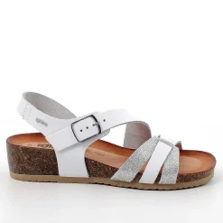 Woman Igi&Co Sandals And Flip Flops-White-Silver Women'S Leather Sandals