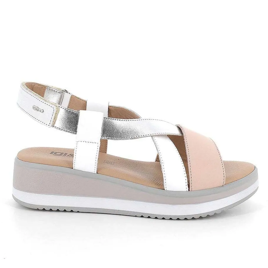 Woman Igi&Co Wedges-White-Silver Women'S Wedge Sandals